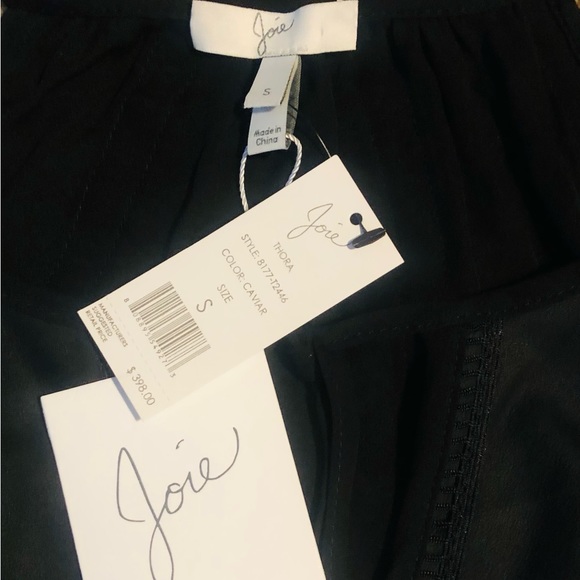 NWT Joie Womens Black Spaghetti Strap V Neck Tassel Pullover Tank Top Size Small - Picture 3 of 3